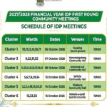 2027/2028 FINANCIAL YEAR IDP FIRST ROUND COMMUNITY MEETING SCHEDULE
